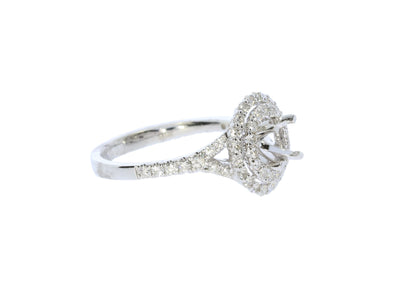 White Gold Diamond Halo Semi-Mount Engagement Ring