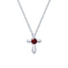 Gabriel & Co Sterling Silver Round Garnet Cross Necklace