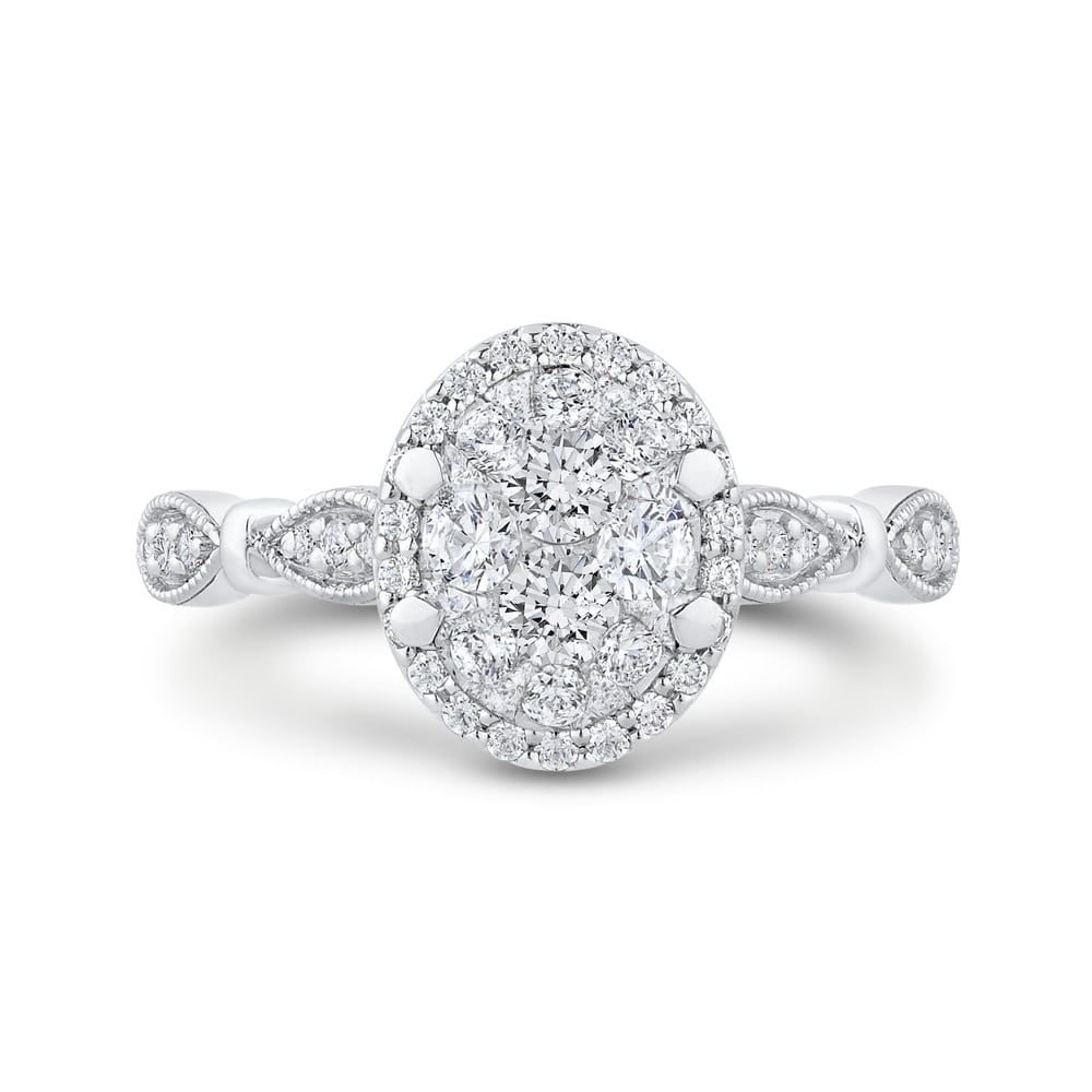 Luminous White Gold Oval Halo Engagement Ring