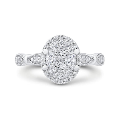 Luminous White Gold Oval Halo Engagement Ring