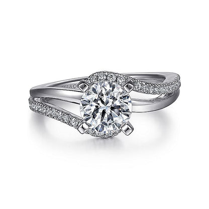 Gabriel & Co. 14 Karat White Gold Bypass Style Semi-Mount Engagement Ring