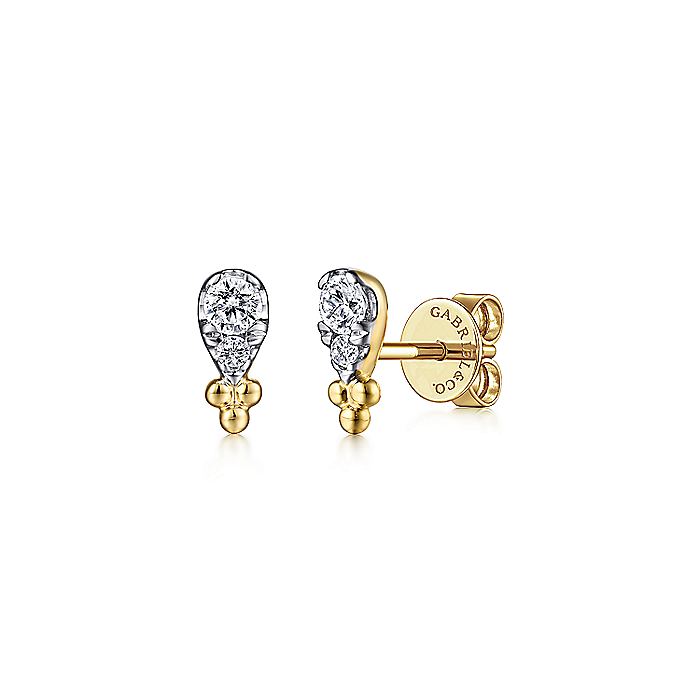 Gabriel & Co. 14 Karat Yellow Gold Diamond Bujukan Stud Earrings - Diamond Earrings