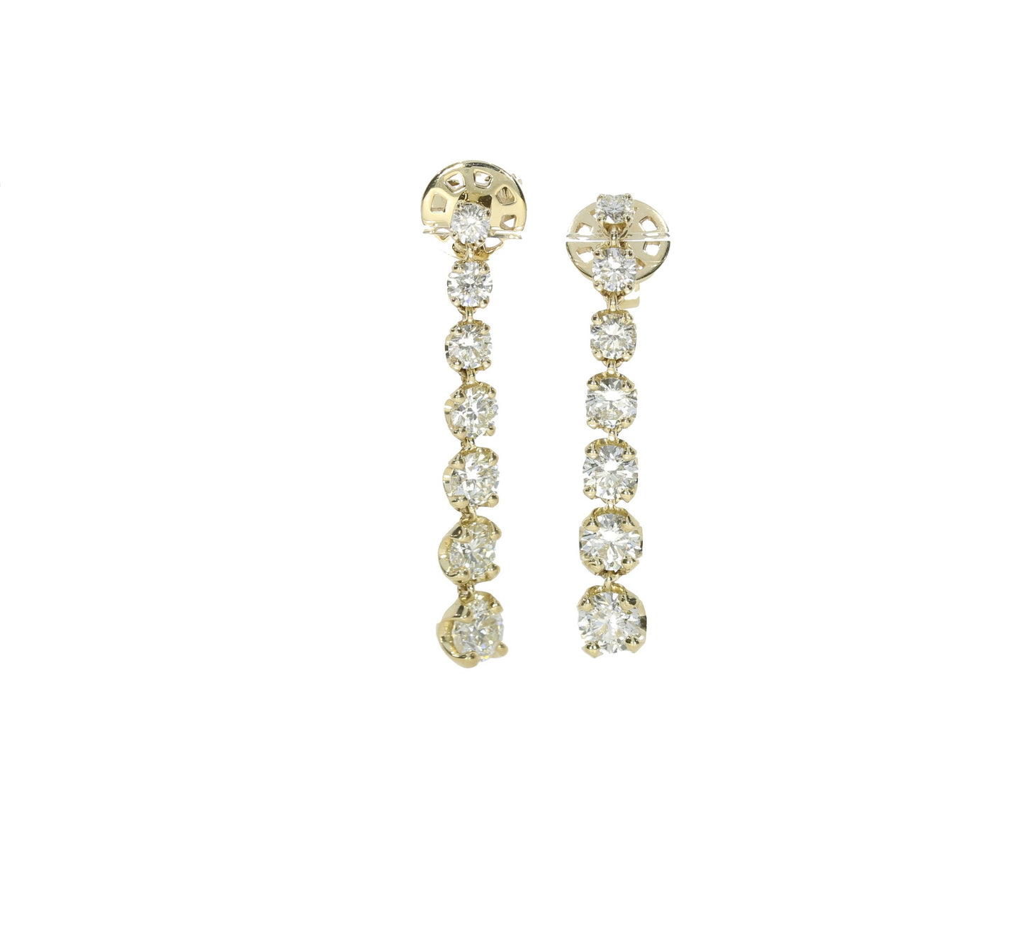 Yellow Gold Diamond Dangle Earrings - Diamond Earrings