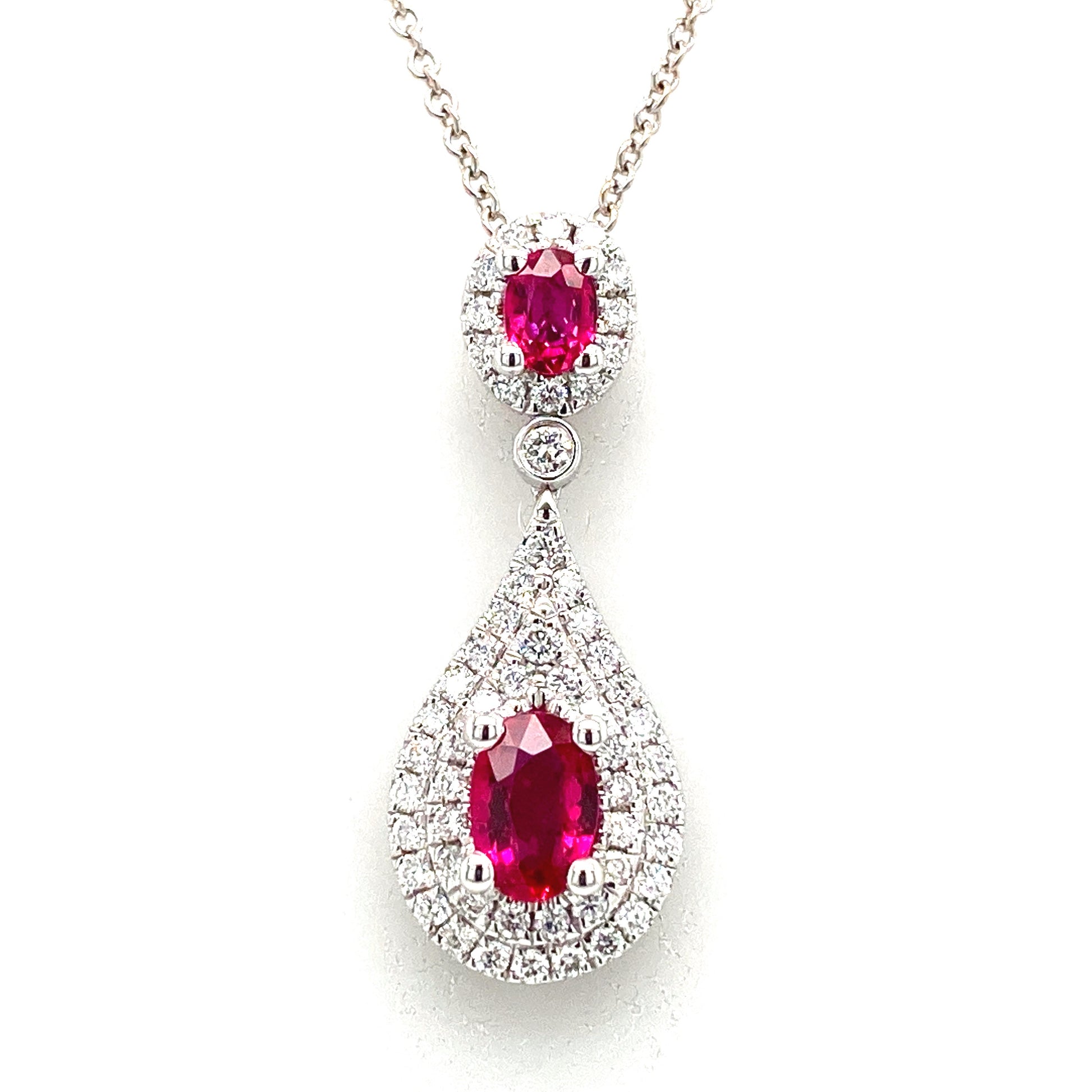 Ruby And Diamond Drop Necklace - Colored Stone Pendants