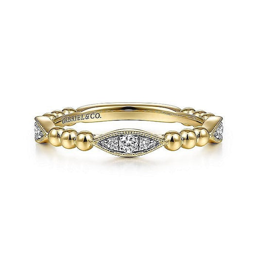 Gabriel & Co. Yellow Gold Bujukan Marquise Cluster Diamond Station Ring