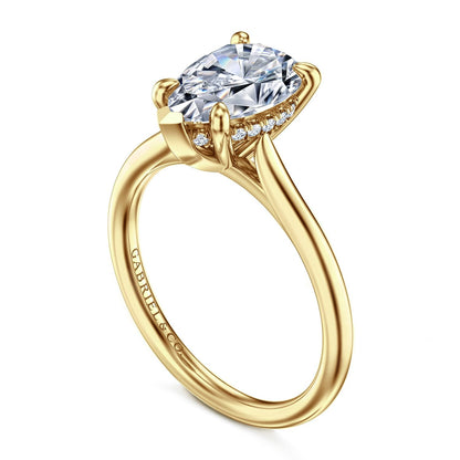 Gabriel & Co. Yellow Gold Pear Semi-Mount Engagement Ring - Diamond Semi-Mount Rings