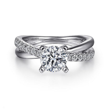 Gabriel & Co. 14 Karat White Gold Round Bypass Style Semi-Mount Engagement Ring