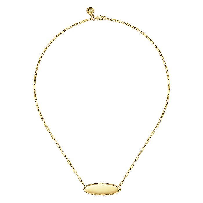 Gabriel & Co. Elongated Oval Pendant with Paperclip 17 Inch Necklace - Gold Necklace