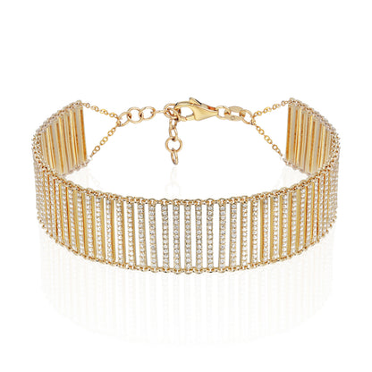 Luvente 14 Karat Yellow Gold Diamond Mesh Style  Bracelet