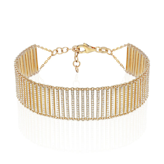 Luvente 14 Karat Yellow Gold Diamond Mesh Style Bracelet - Diamond Bracelets