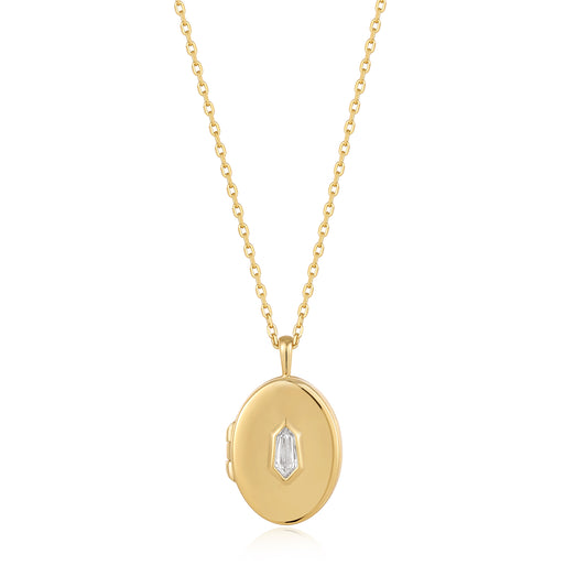 Ania Haie Gold Sparkle Locket Pendant Necklace - Silver Pendants