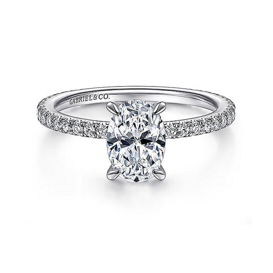 Gabriel & Co. 14 Karat White Gold Oval Semi-Mount Engagement Ring