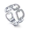 Gabriel & Co White Gold Link Design Diamond Fashion Ring