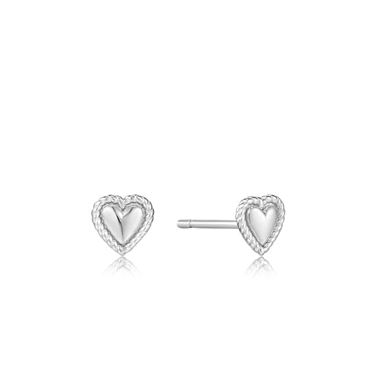 Ania Haie Silver Rope Heart Stud Earrings - Silver Earrings