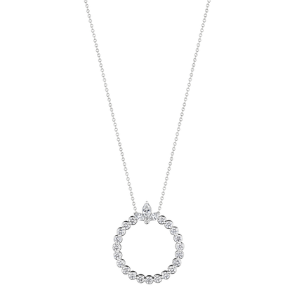 Verragio 18 Karat White Gold Graduated Diamond Circle Pendant