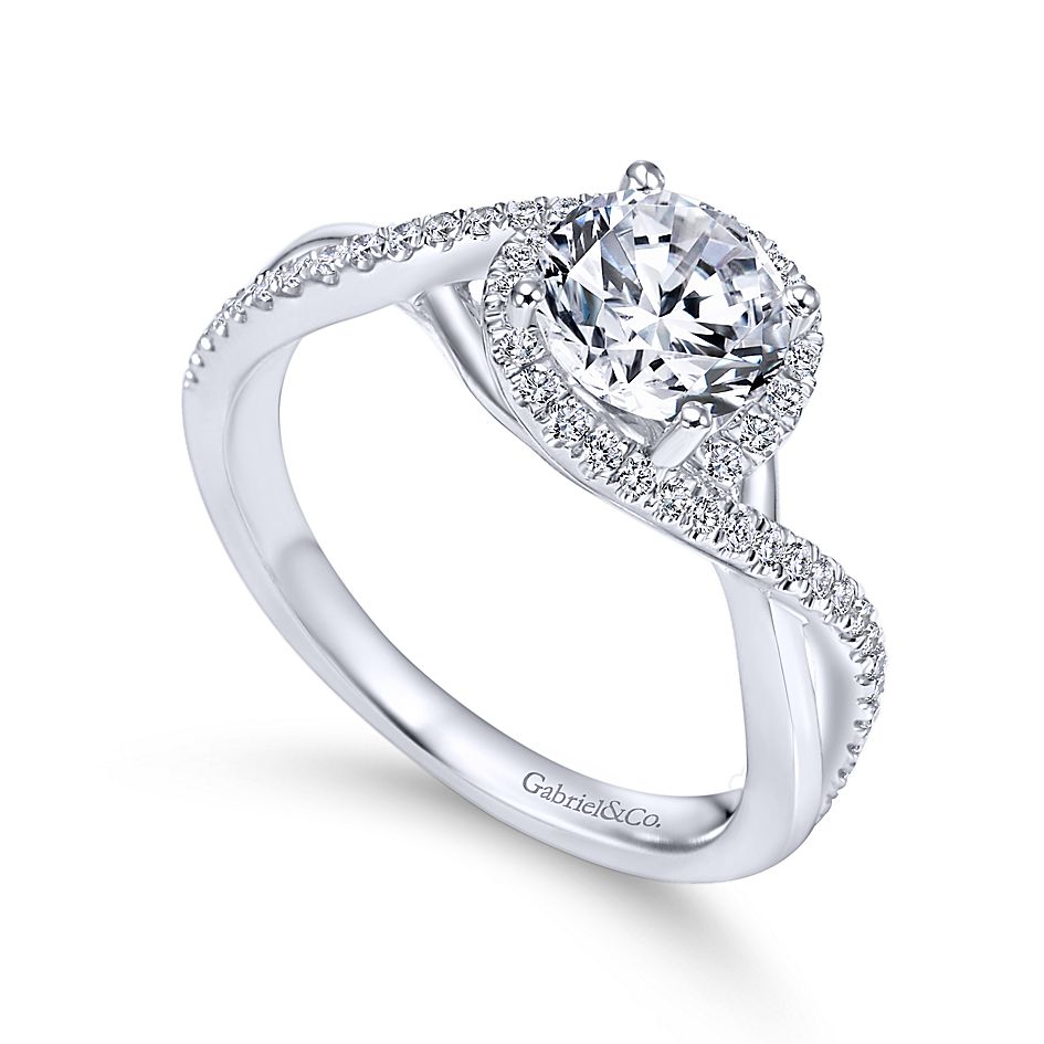 Gabriel & Co White Gold Round Twisted Engagement Ring - Diamond Semi-Mount Rings
