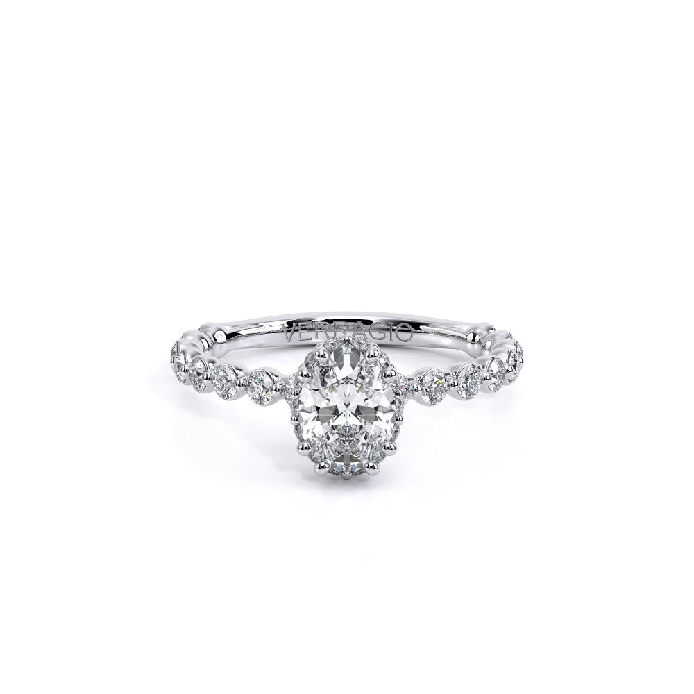 Verragio Renaissance Collection White Gold Oval Halo Semi-Mount Engagement Ring - Diamond Semi-Mount Rings