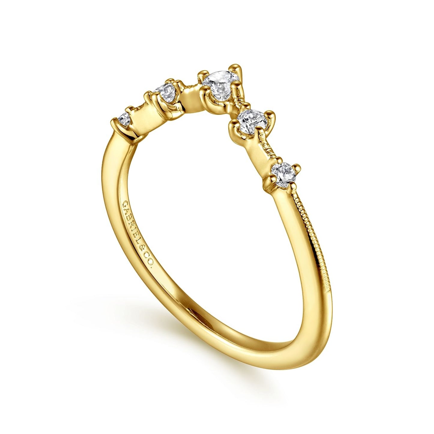Gabriel & Co. Yellow Gold Diamond Curved Band - Diamond Wedding Bands - Women's