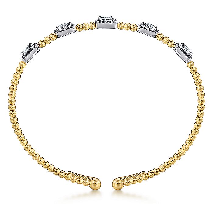 Gabriel & Co. 14 Karat Yellow and White Gold Diamond Bujukan Cuff Bracelet - Diamond Bracelets