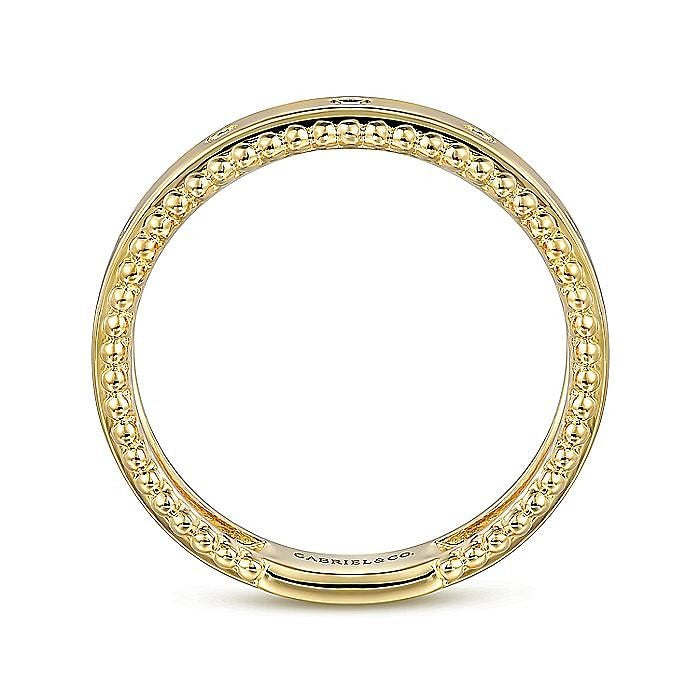 Gabriel & Co. Yellow Gold Bujukan Diamond Bezel Wide Stackable Ring