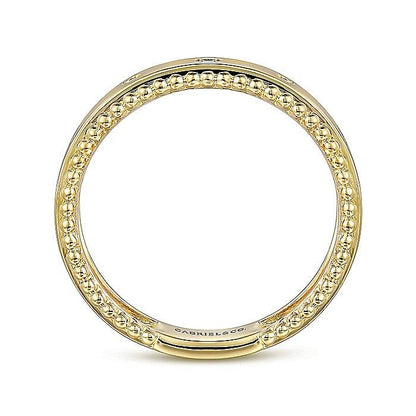 Gabriel & Co. Yellow Gold Bujukan Diamond Bezel Wide Stackable Ring
