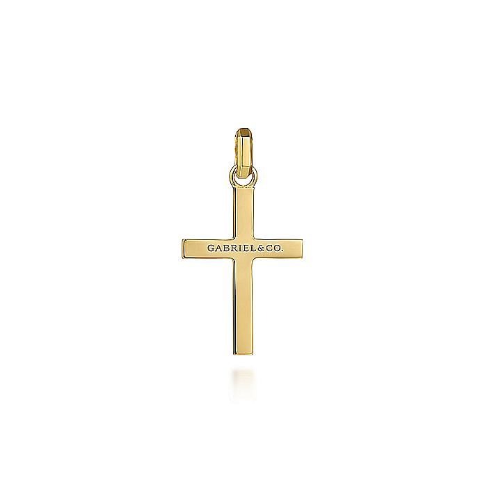 Gabriel & Co. Yellow Gold Faceted Cross Pendant