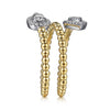 Gabriel & Co. 14 Karat Yellow and White Gold Bujukan Wrap Ring with Teardrop Diamonds