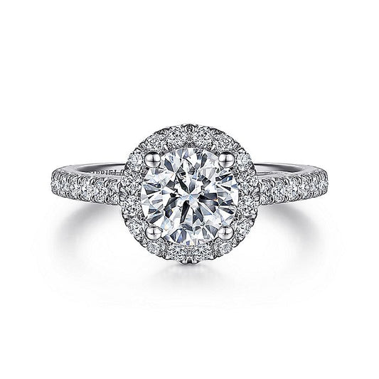 Gabriel & Co. 14 Karat White Gold Round Halo Semi-Mount Engagement Ring
