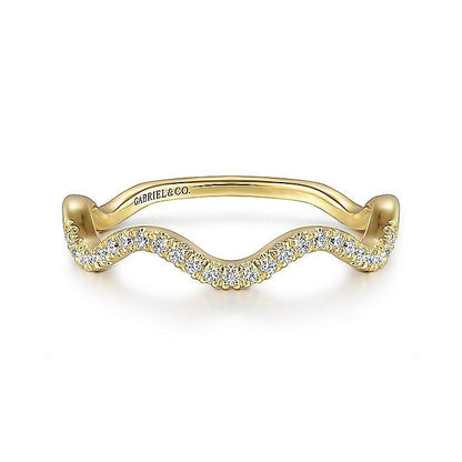 Gabriel & Co. Yellow Gold Diamond Wave Chevron Ring