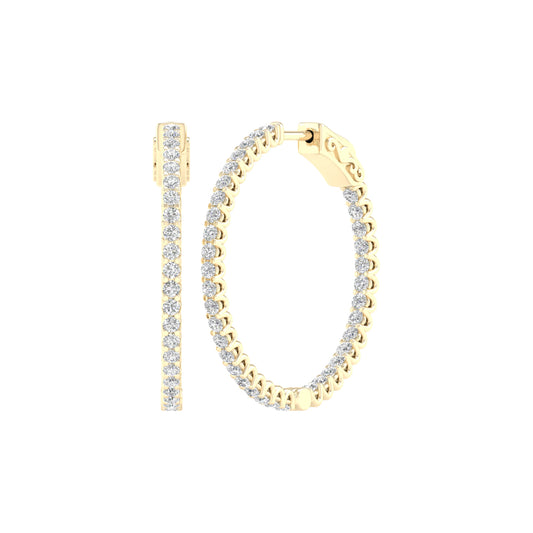 Yellow Gold Laboratory Grown Diamond Hoop Earrings