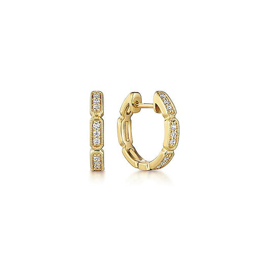 Gabriel & Co. Yellow Gold Segmented Diamond Huggies