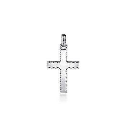 Gabriel & Co Sterling Silver Cross Pendant with Beveled Trim