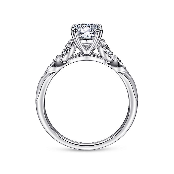 Gabriel & Co. 14 Karat White Gold Oval Semi- Mount Engagement Ring - Diamond Semi-Mount Rings