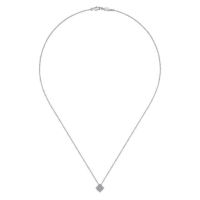 Gabriel & Co. White Gold Diamond Square Pendant Necklace - Diamond Necklaces