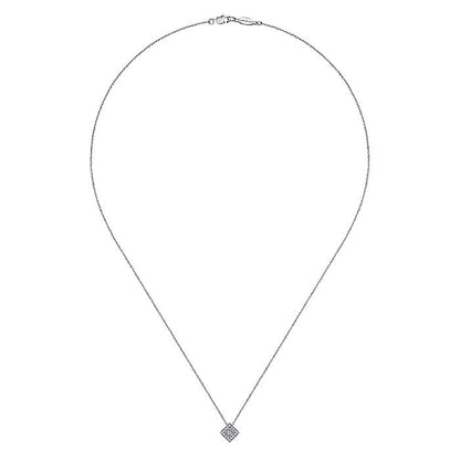 Gabriel & Co. White Gold Diamond Square Pendant Necklace - Diamond Necklaces