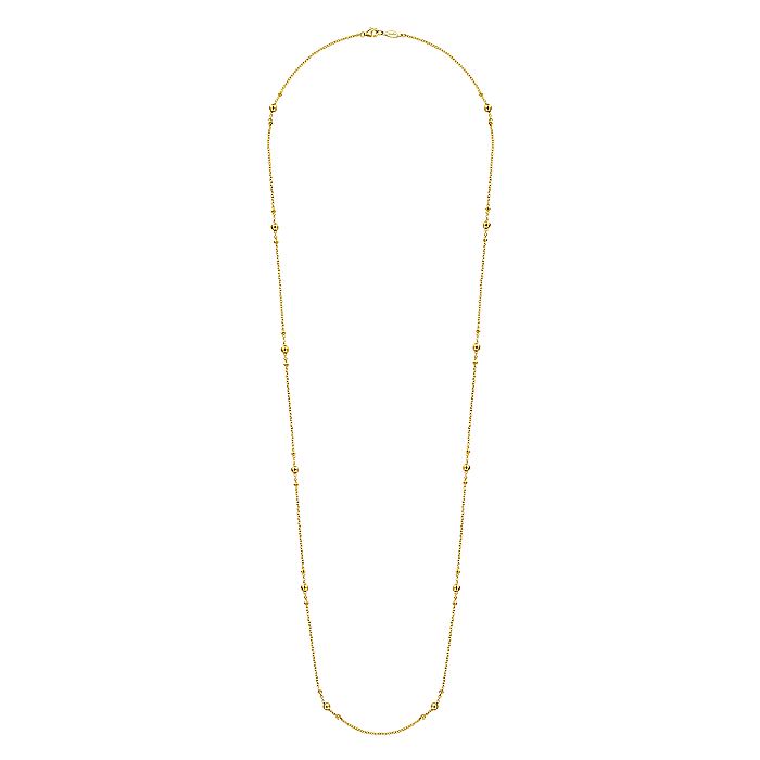 Gabriel & Co. 14 Karat Yellow Gold Bujukan Bead Station 32 Inch Necklace - Gold Necklace