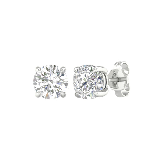 White Gold Round Laboratory Grown Diamond Stud Earrings - Diamond Earrings