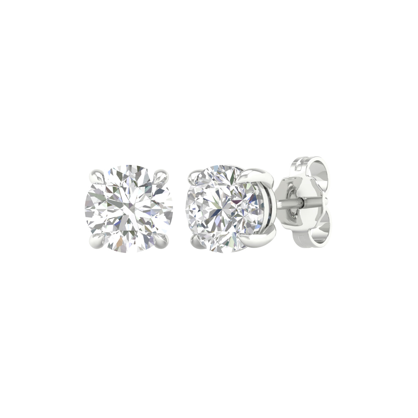 White Gold Round Laboratory Grown Diamond Stud Earrings - Diamond Earrings