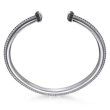 Gabriel & Co Sterling Silver Open Cuff Bracelet with Black Spinel
