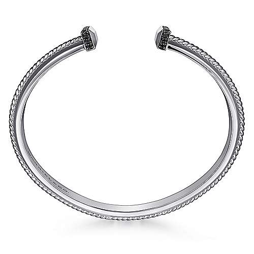 Gabriel & Co Sterling Silver Open Cuff Bracelet with Black Spinel