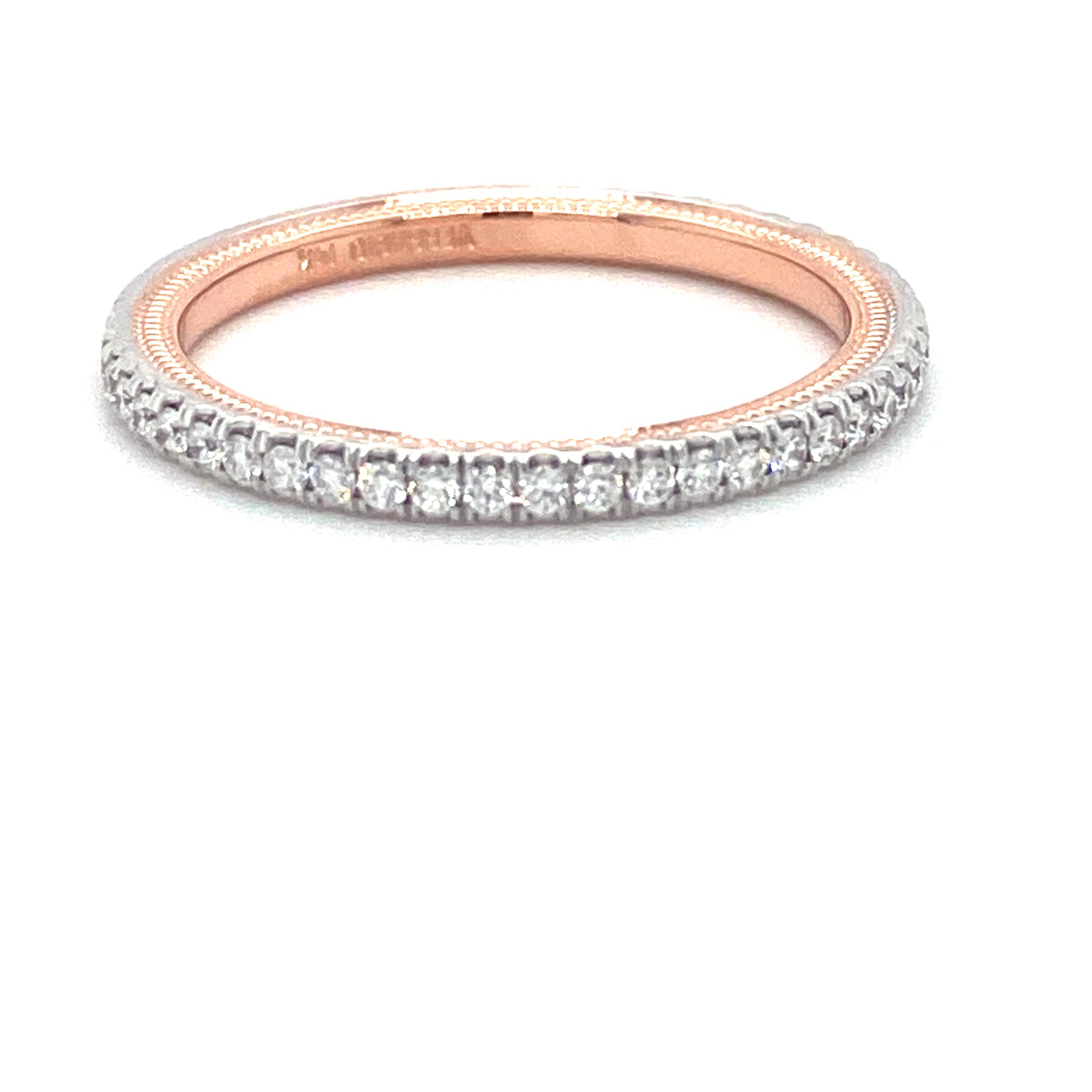 Verragio Tradition Collection White And Rose Gold Diamond Wedding Band - Diamond Wedding Bands - Women's