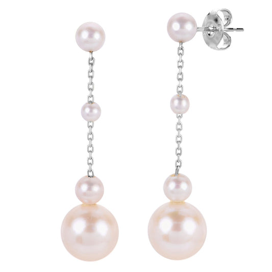 White Gold Pearl Earrings - Pearl Earrings