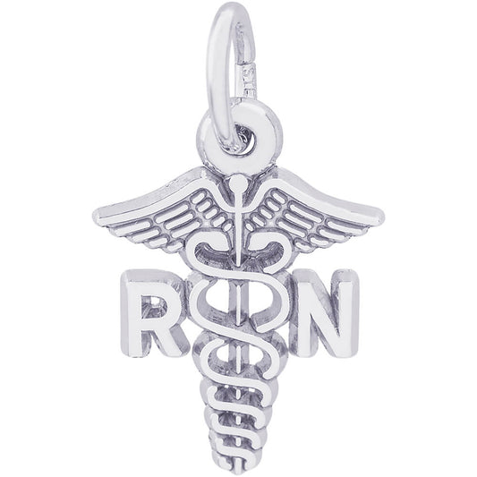 Rembrandt Sterling Silver RN Caduceus Charm - Silver Charms