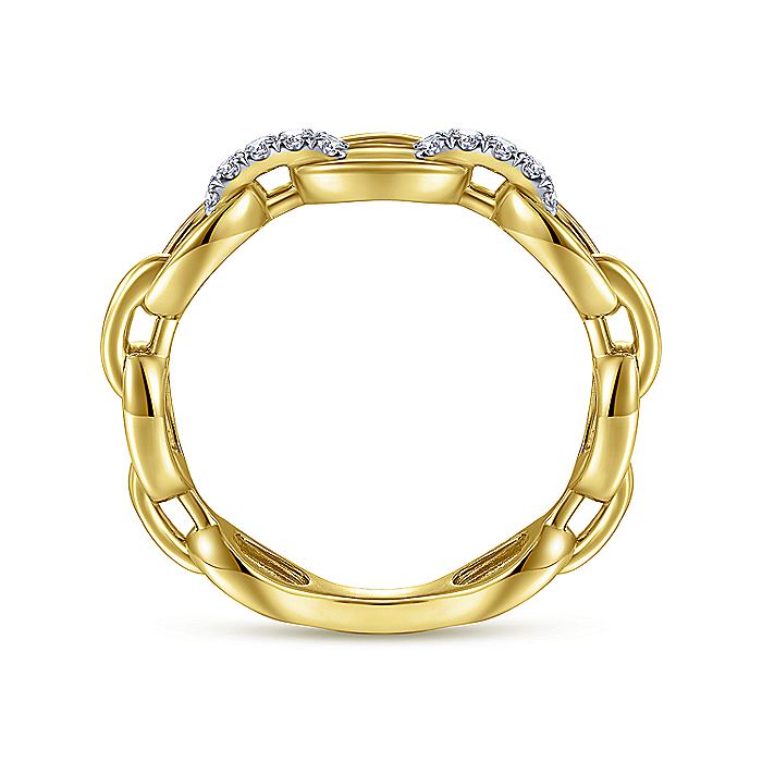 Gabriel & Co Yellow Gold Oval Chain Link Diamond Ring