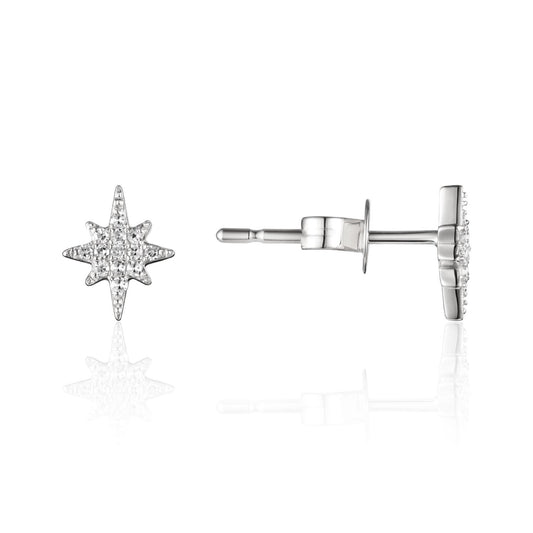 Luvente White Gold Diamond Star Earrings - Diamond Earrings