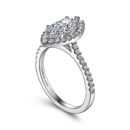 Gabriel & Co. 14 Karat White Gold Marquise Halo Semi-Mount Engagement Ring