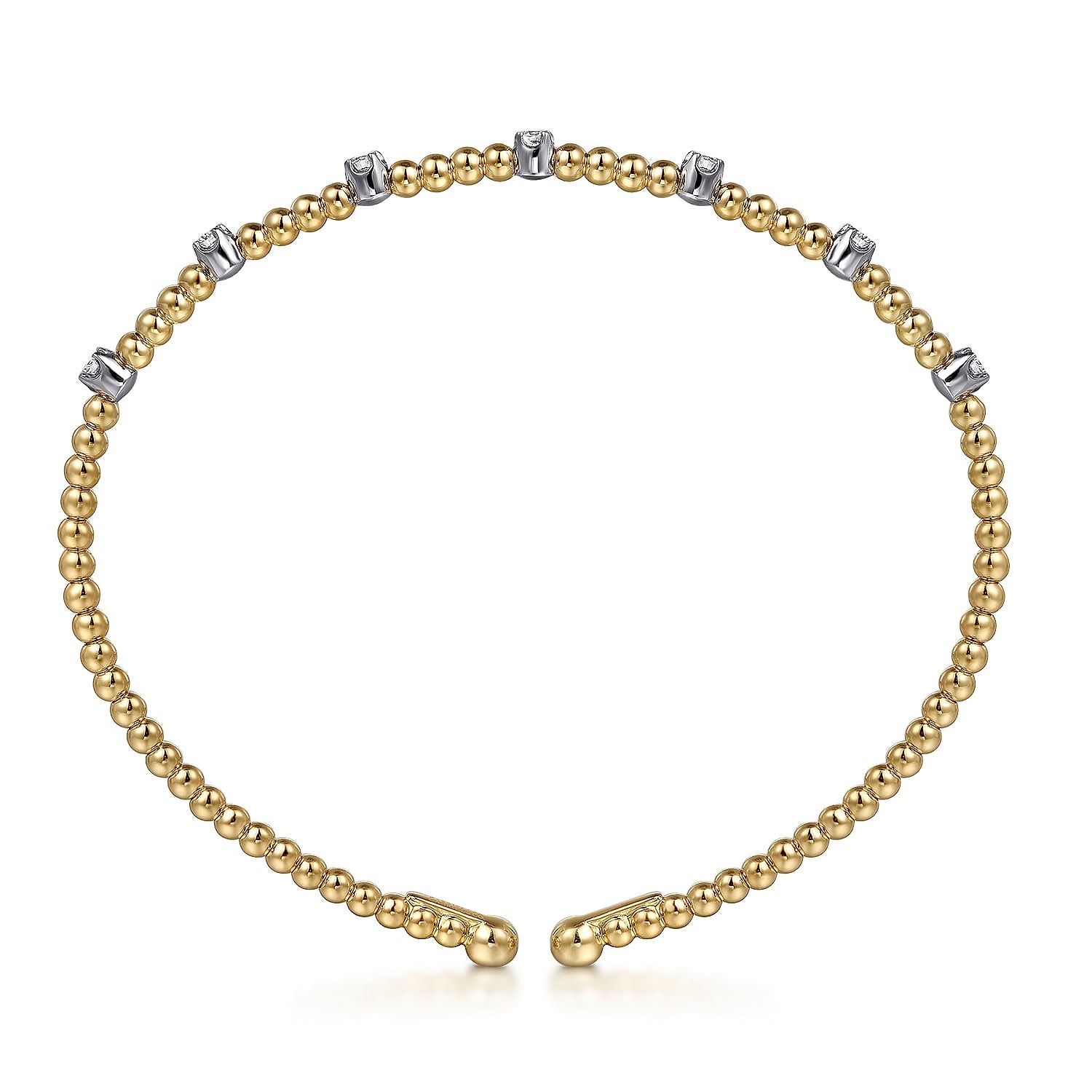 Gabriel & Co Yellow Gold Diamond Station Bujukan Cuff Bracelet - Diamond Bracelets