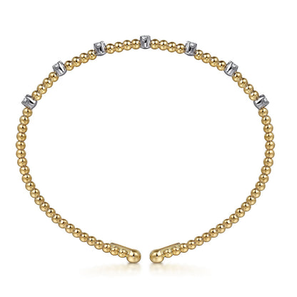 Gabriel & Co Yellow Gold Diamond Station Bujukan Cuff Bracelet - Diamond Bracelets