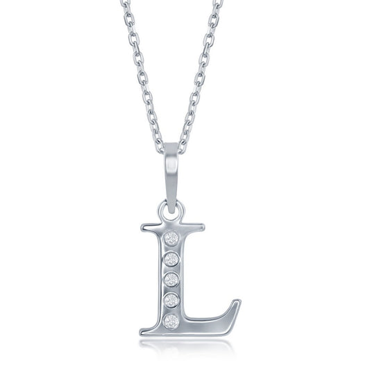 Sterling Silver Diamond L Necklace - Silver Necklace