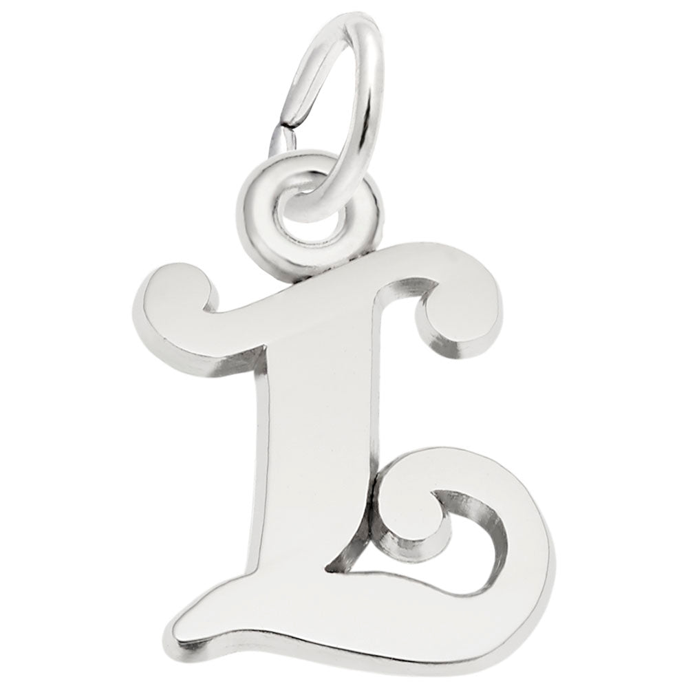 Sterling Silver Curly Initial L Accent Charm - Silver Charms